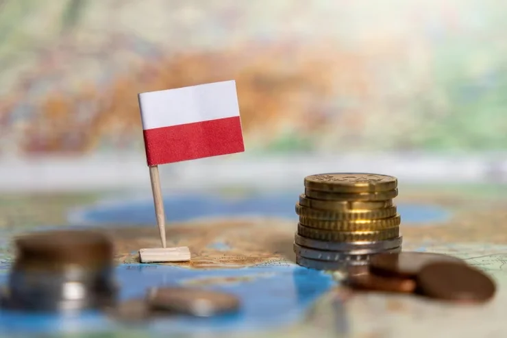Navigating the Landscape of Business Registration in Poland Poland flag with some coins